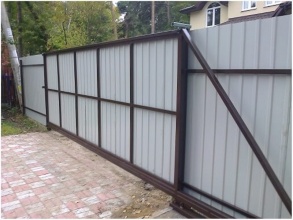 Ворота откатные с ручным управлением - пример 9 фото недорого под ключ